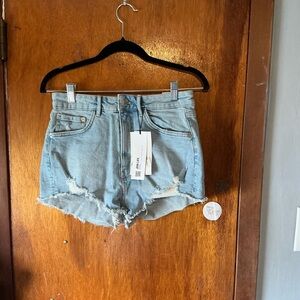 Zara Light Blue Distressed Jean Shorts